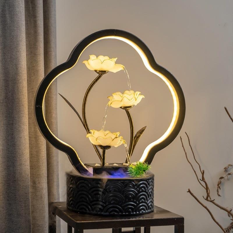 新中式灯饰摆件循环水客厅家居饰品玄关边几装饰水景