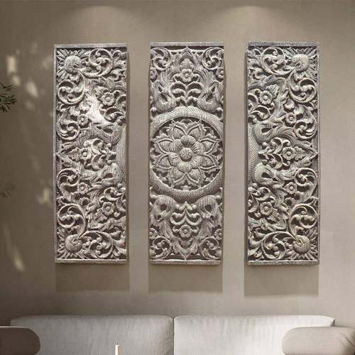 美式复古木质雕花壁饰客厅装饰挂件创意民宿酒店餐厅玄关组合壁挂