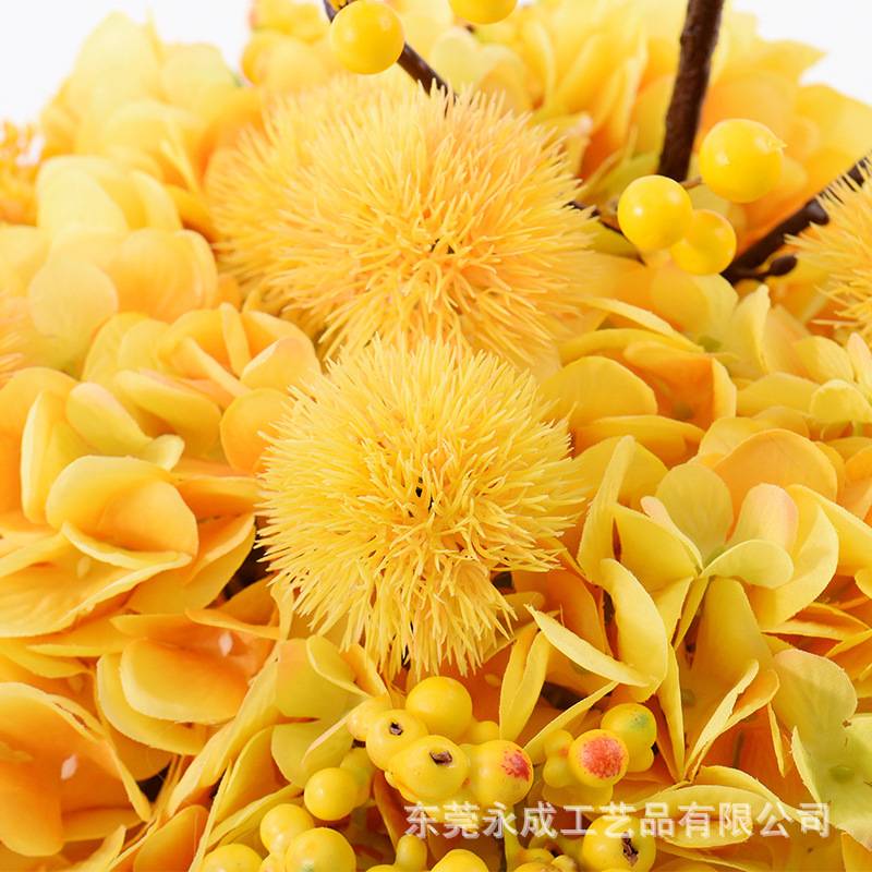 新中式黄色软装饰品盆景前台博古架墙柜售楼处洽谈桌餐厅花艺摆件