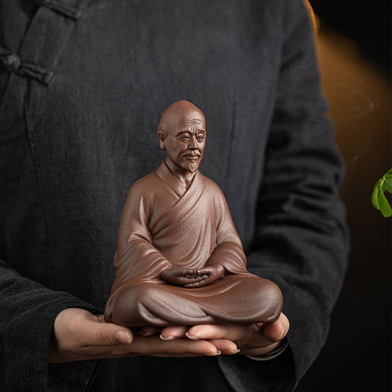 中式禅意家居陶瓷历史人物弘一法师人像手工摆件客厅博古架装饰品