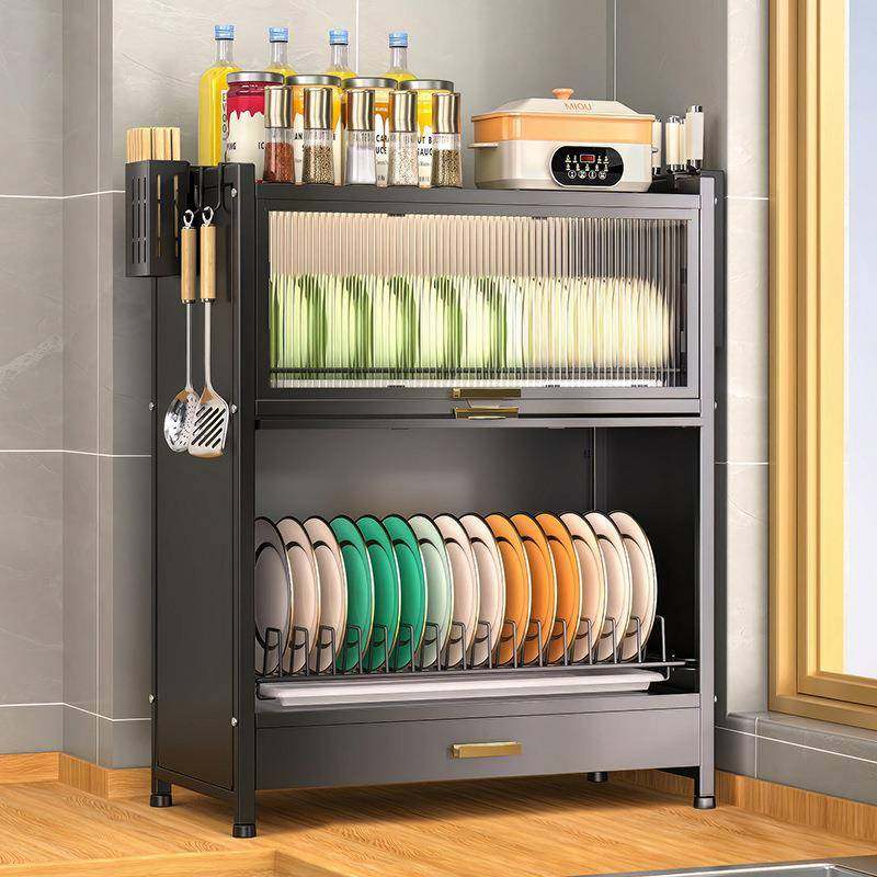 厨房碗碟置物架翻盖家用碗柜台面防尘碗筷收纳盒多功能碗盘沥水架,厨房/烹饪用具,抹布架/厨房清洁收纳架,淘宝优惠券,粉丝福利购,淘宝优惠卷