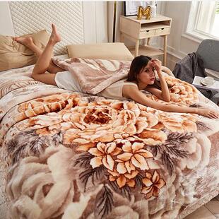 冬季拉舍尔毛毯双层加厚婚庆法兰绒午睡小毯子保暖不掉毛沙发毯子