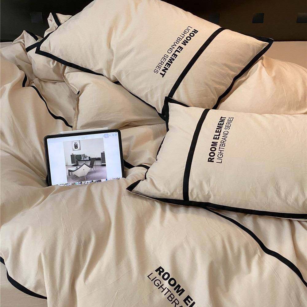 简约现代都市风水洗棉四件套纯棉全棉柔软纯色被套床单床上用品,床上用品,床品套件/四件套/多件套,淘宝优惠券,粉丝福利购,淘宝优惠卷