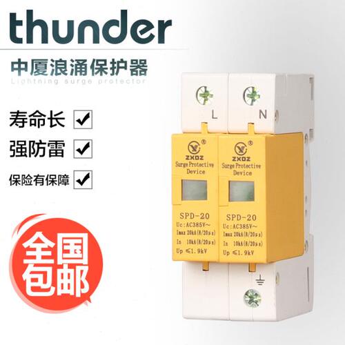 中厦浪涌家用防雷击避雷器开关电涌/泳保护器SPD20KA2P2极220vD级