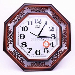 杰琪钟表八角形中式古典仿古静音挂钟田园静音挂钟客厅卧室挂钟