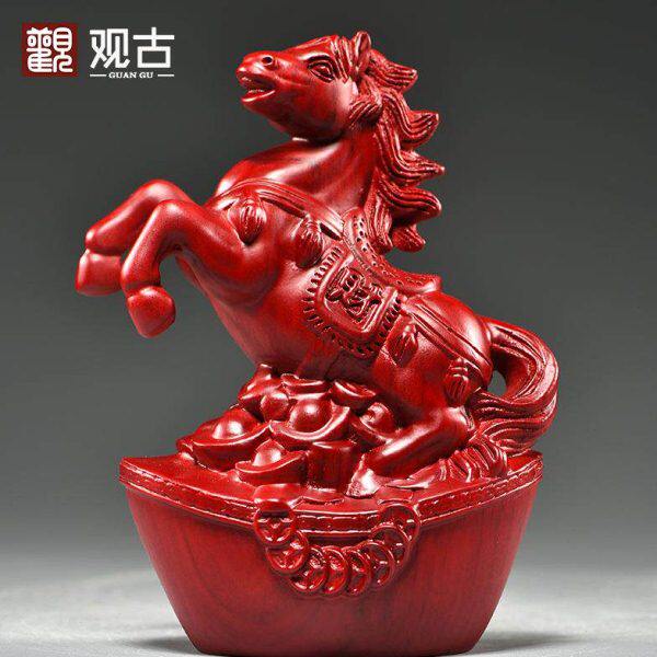 红花梨木雕马摆件实木质马到成功家居客厅办公桌面摆设红木工艺品