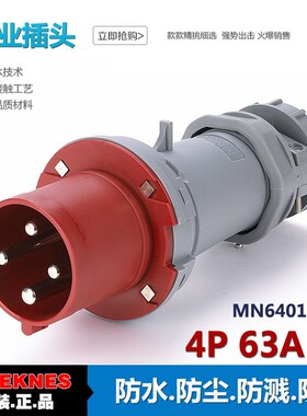 国曼MNIEKNES德标380V三相4孔3P+PE防水工业插头MN6401欧标IP44