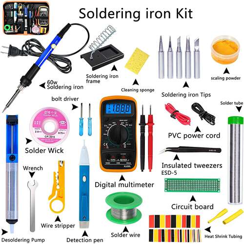 60W调温soldering iron kit万用表电笔测电焊接维修套装电烙铁