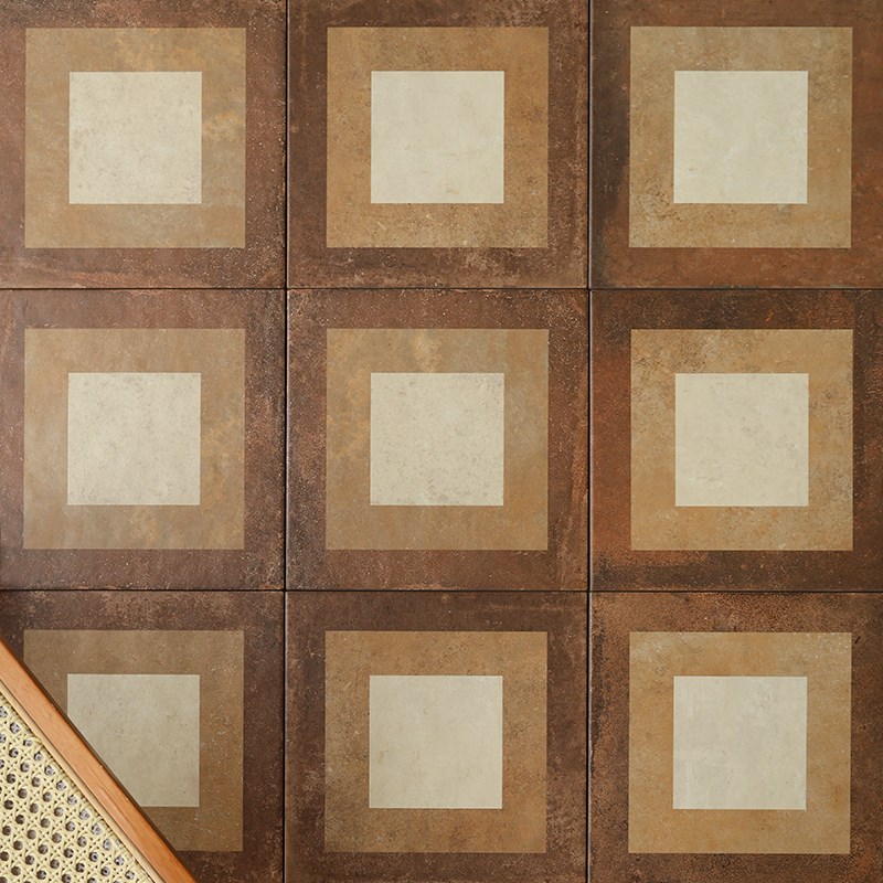 中古风覆古咖g啡色回形花砖咖啡店饭厅民宿酒店厨房化妆室阳台地