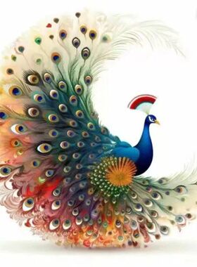 七彩孔雀开屏墙贴自粘贴画电动车门窗家电贴花客厅墙上防水画P281