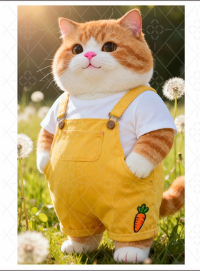 胖猫卡通贴墙面补洞冰箱自粘贴纸