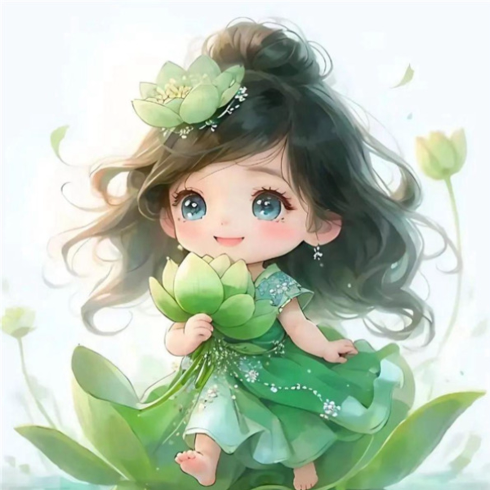 爆款古风系汉服小女孩海报墙贴画笑口常开房间装饰墙面贴纸P277