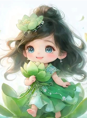 爆款古风系汉服小女孩海报墙贴画笑口常开房间装饰墙面贴纸P277