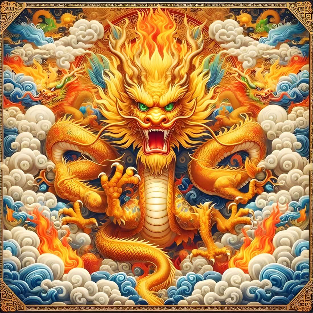 华夏龙图腾飞龙在天门贴画贴纸