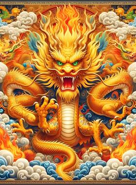 华夏龙图腾飞龙在天门贴画贴纸