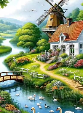 唯美田园风光乡村美景软装墙贴画