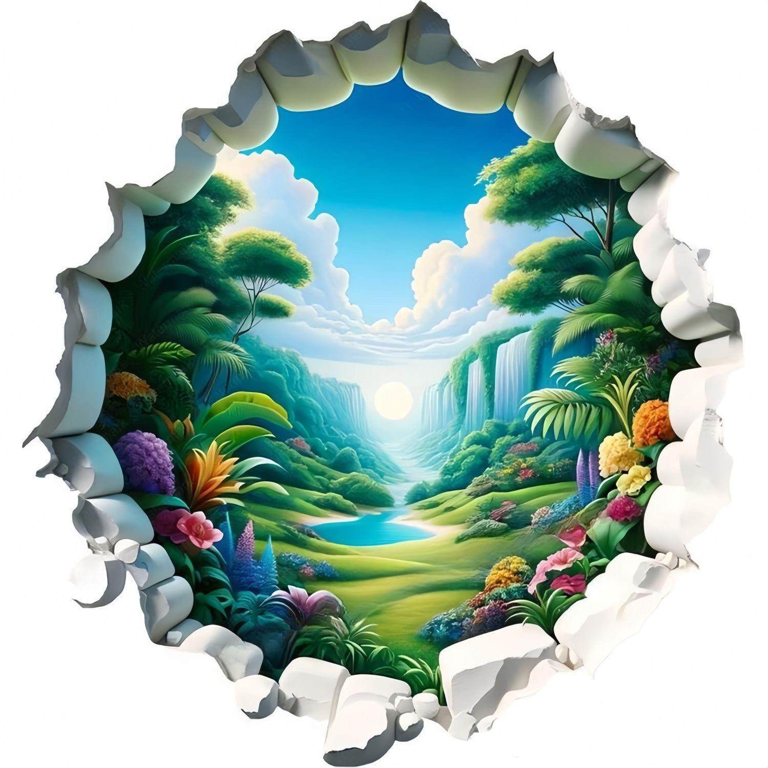 爆款3d视觉唯美风景图案餐厅门窗墙面装饰贴画车身防水贴纸P311