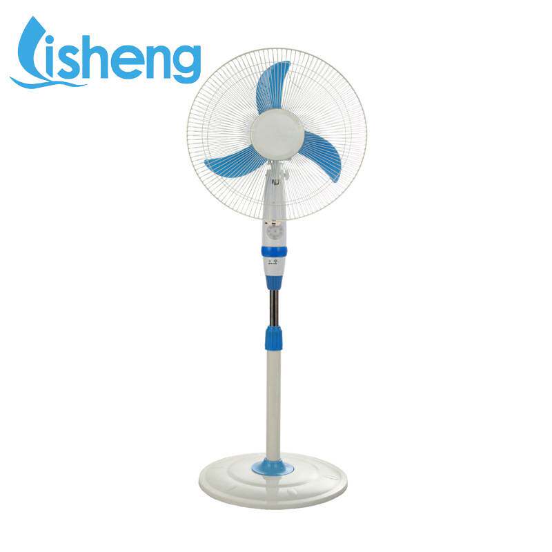 厂家直供太阳能 直流12V节能落地扇带LED灯旋钮开关充电风扇
