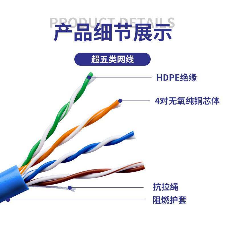 超五类网线cat5eutp高速网络宽带线家装工程监控全项过测双绞线