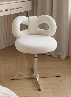 可升降旋转妆凳奶油化风化妆椅卧室蝴蝶结妆梳网凳红A145美甲靠背