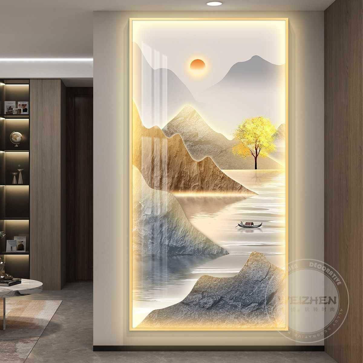 轻奢led画带灯入户MY-09240高道玄关装饰画走廊过挂画壁简约现代