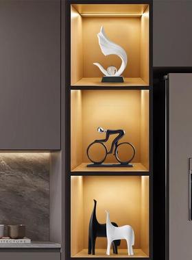 轻奢酒柜摆电视柜术艺家居装起饰品办公室SHDK1703风生件水客厅感