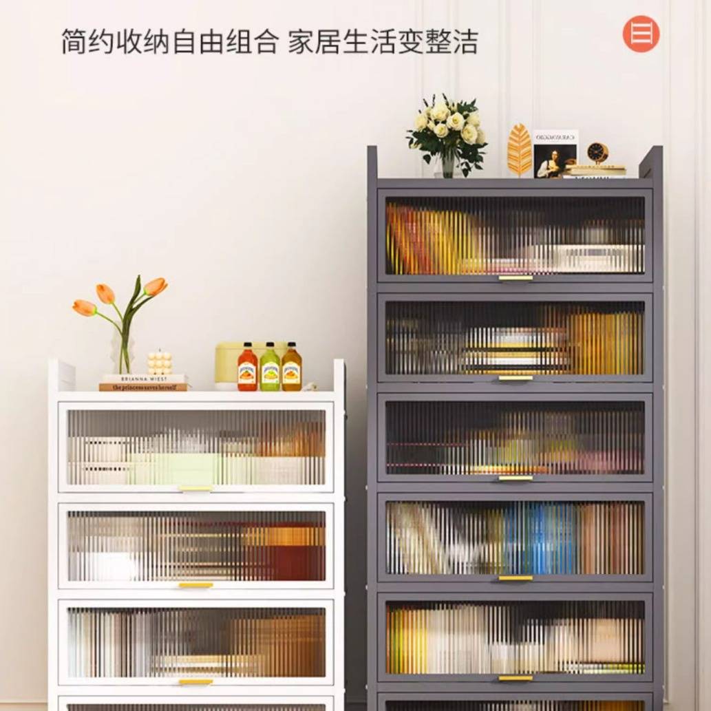 钢制书柜带门儿童书架防尘储物柜家用展示柜卧室落地收纳柜置物架