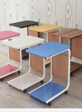 可胡移动f30347推桌活动茶几带轮客厅黑桃色边几床头小桌小子置陈