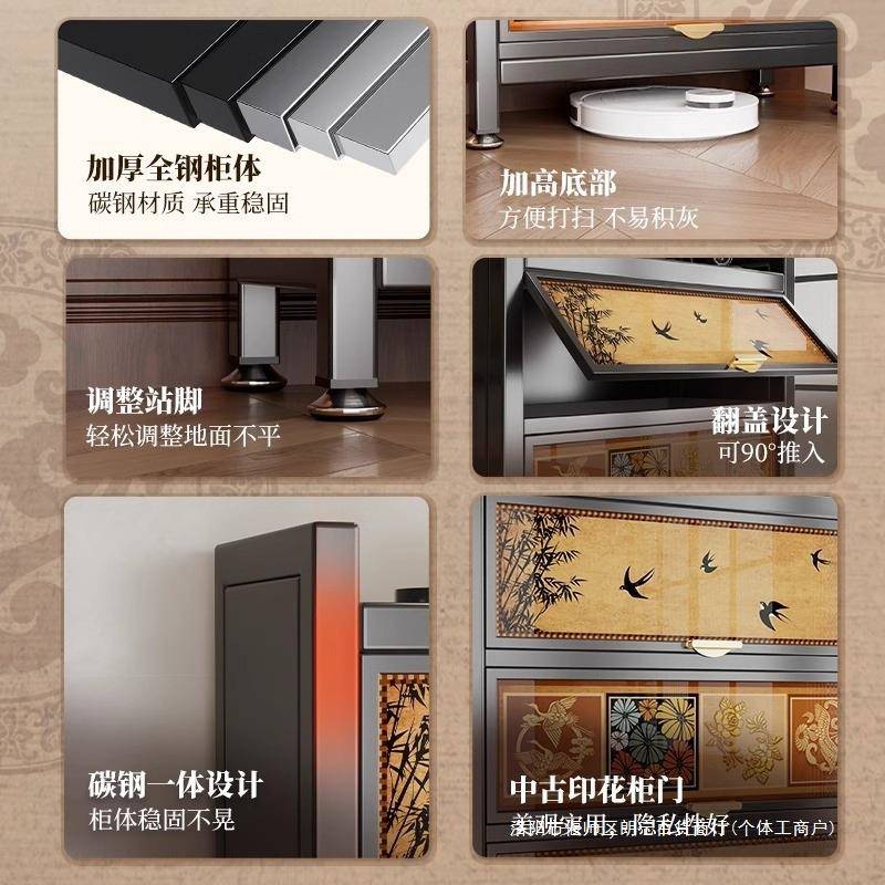 钢制书架中古风靠带门防尘家储用书柜一墙体物柜置物YEUIANG-架儿
