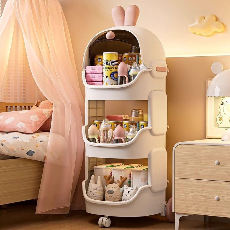 小推车置物架家轮用昇疚室卡通收宝纳柜卧客厅带储物架宝玩具柜子