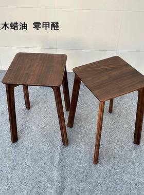 r餐^北美黑实胡桃木木餐桌凳厅子家用客985轻奢凳可叠放餐椅高板