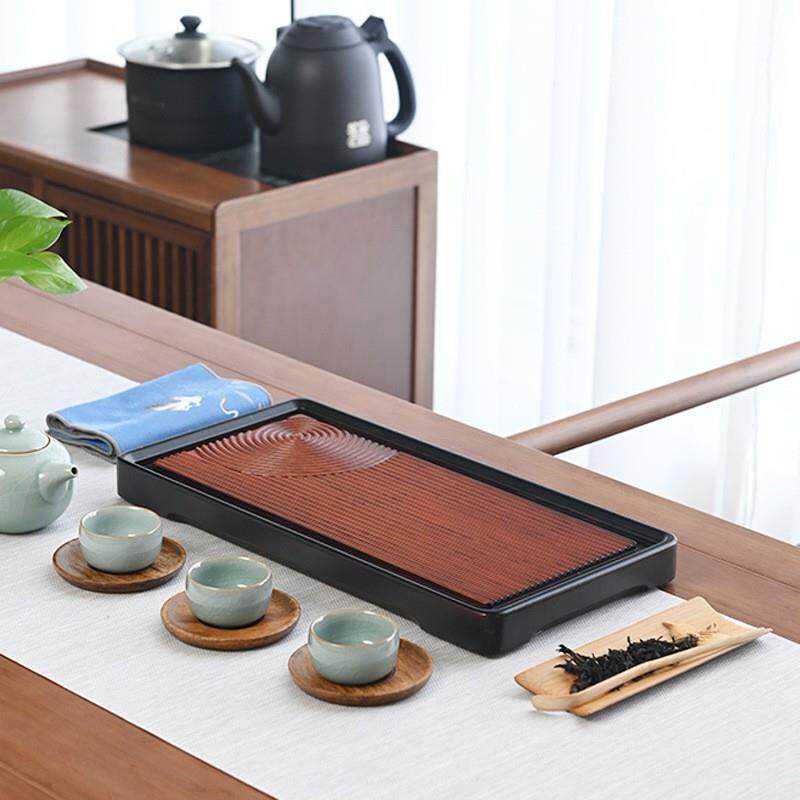 竹茶排式涟漪溢水公式竹制茶台品茶家用涟池盘办工作室水茶具中式