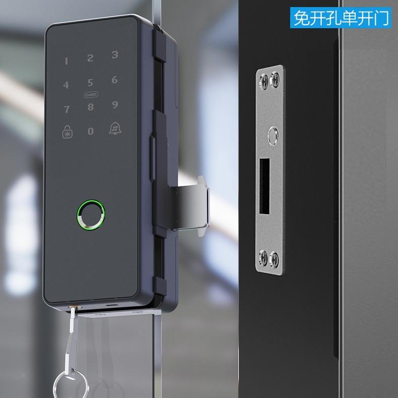 厂家直供带匙办电室免开孔子智能G5+遥控门禁锁遥公控玻璃门指钥