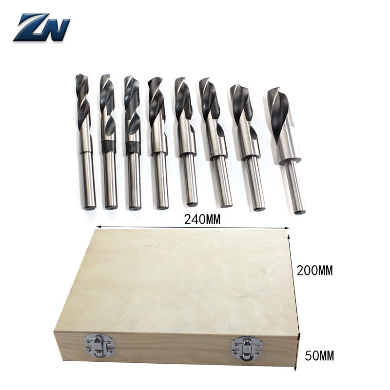 8件套黑白等柄麻花钻白钻1/2柄小柄钻头14mm-25mm三角柄钻头木盒