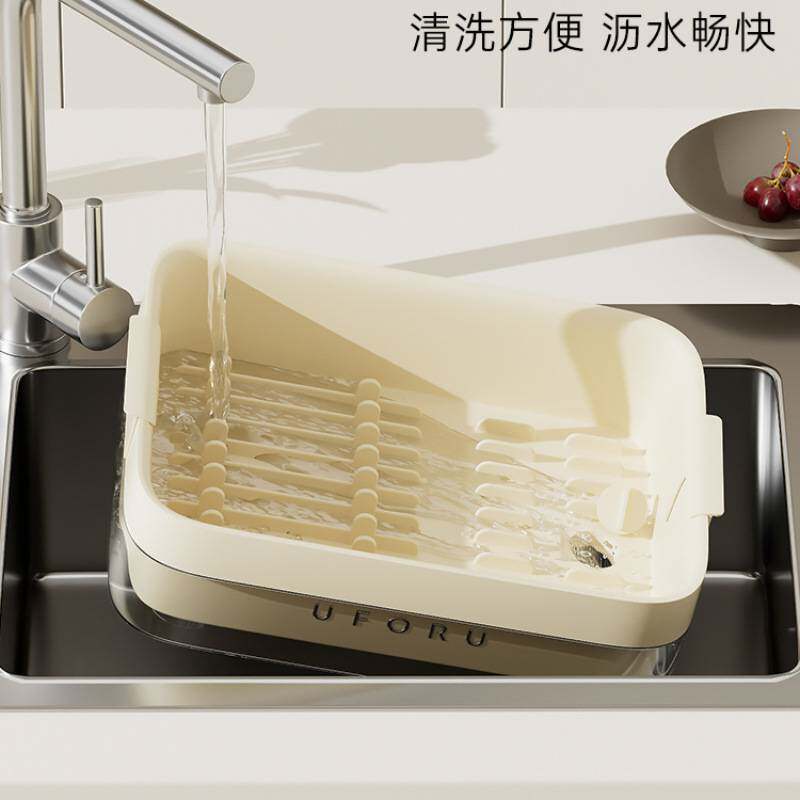 厨房碗碟收纳架带盖餐具沥水放碗盘筷子置物柜家用台面收纳盒简易