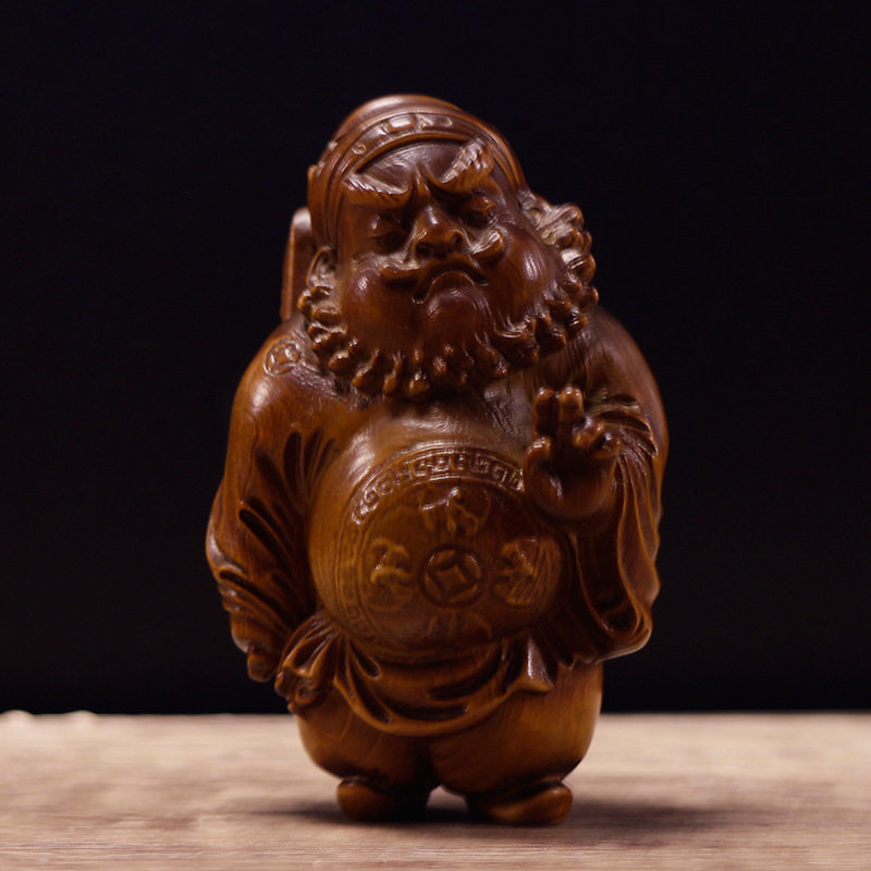 仿古黄杨木雕迎福钟馗人物随身文玩手把件盘玩工艺品实木雕刻摆件