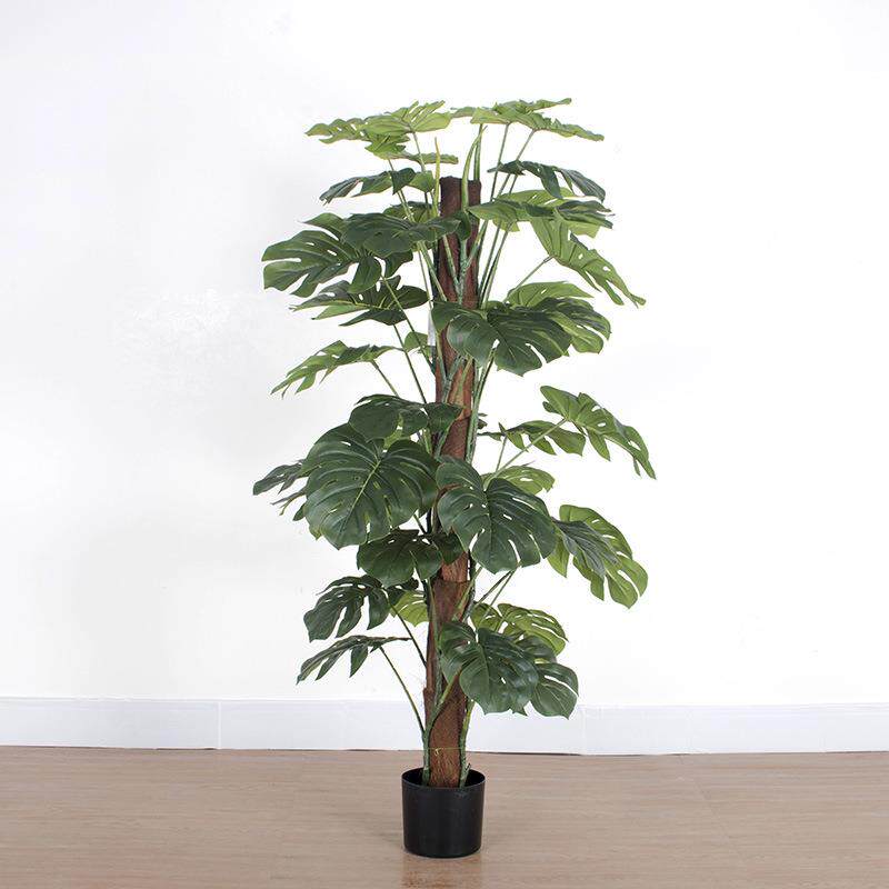 包棕杆客厅大栽盆带仿真背龟竹热带盆雨林风格001大叶植物仿真龟