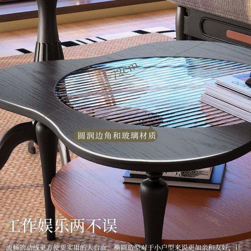 实木组合茶几法式家用约复古简风户型现小代客厅茶桌古云朵阳台