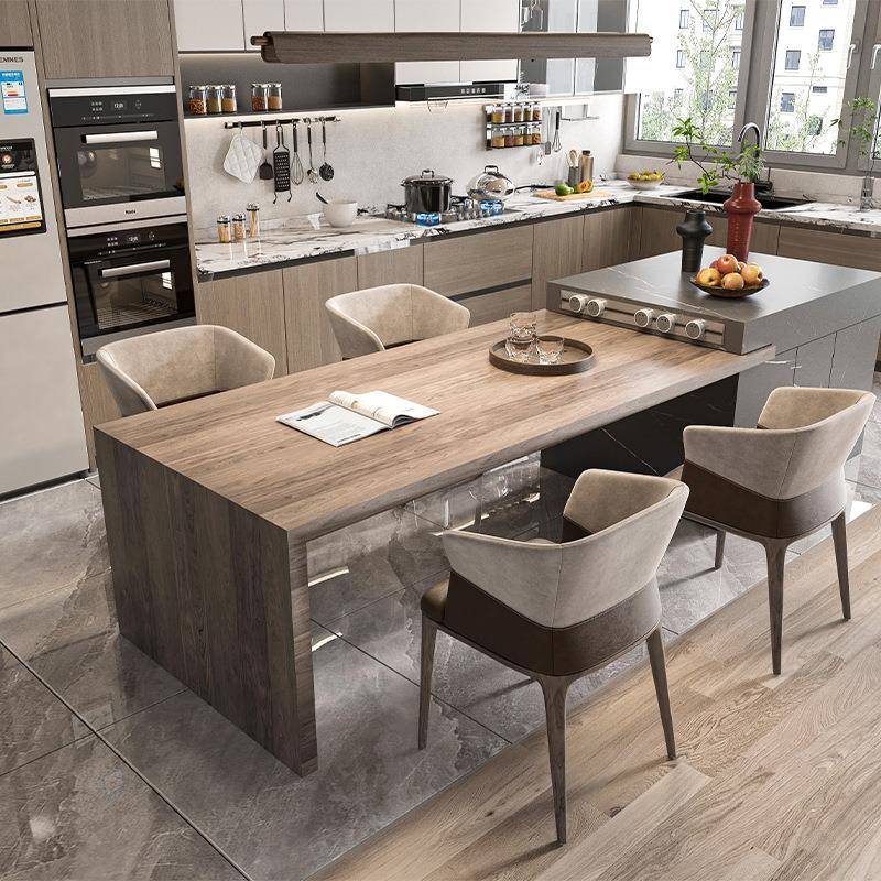 板橱体柜中岛台餐桌一LHC轻奢厨房家用户型功能厨房岩多板中岛岩