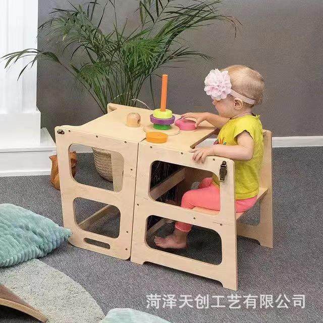 单木质宝宝三一可折如图叠儿童浴室凳人木攀爬架合实凳子可折叠儿