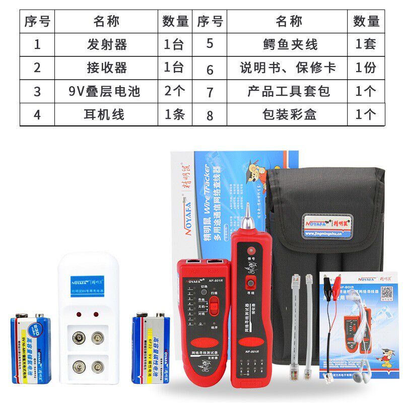 精明鼠NF-801R网络寻线仪测试仪网线电话线寻线器查线仪多功能检