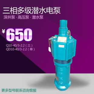 2.2KW多级泵农用灌溉小老鼠抽水泵 上海浪湾潜水泵QX10