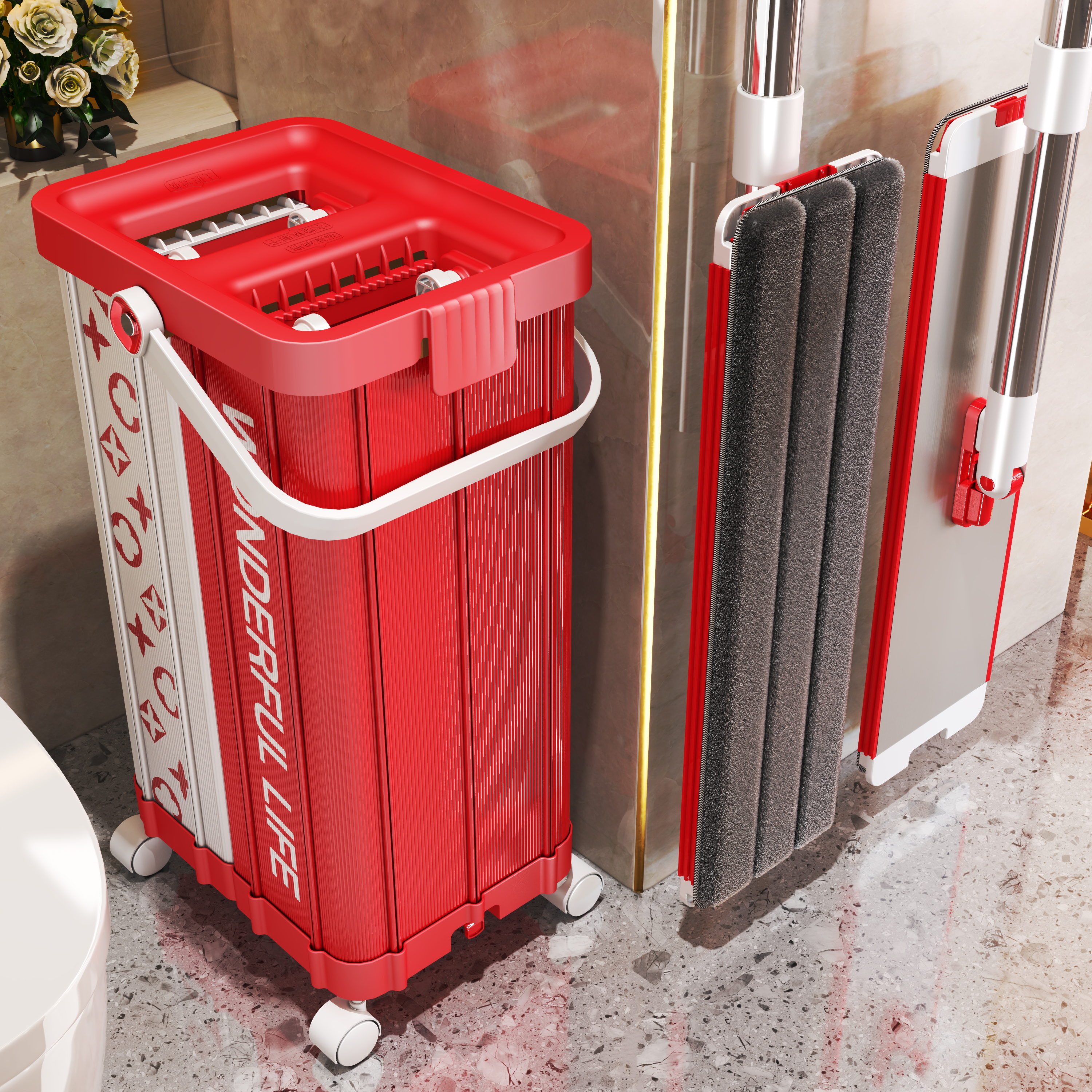 拖把家用一拖净2024新款免手洗平板拖把水M桶一体懒人墩布拖地神