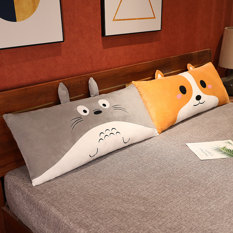 大号可爱龙猫单i双人睡觉枕头靠枕宿舍长条抱枕靠垫床头靠背可拆