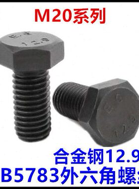 12.9级黑色GB5783六角头螺栓外六角全牙螺丝M20*40*45*50*75*80