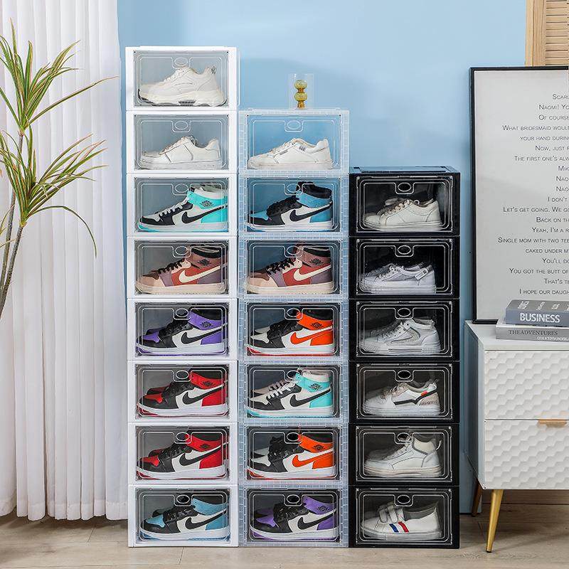 喜嘟PP塑料透明亚克力鞋盒强磁吸鞋收纳盒大量抽屉式家居用品