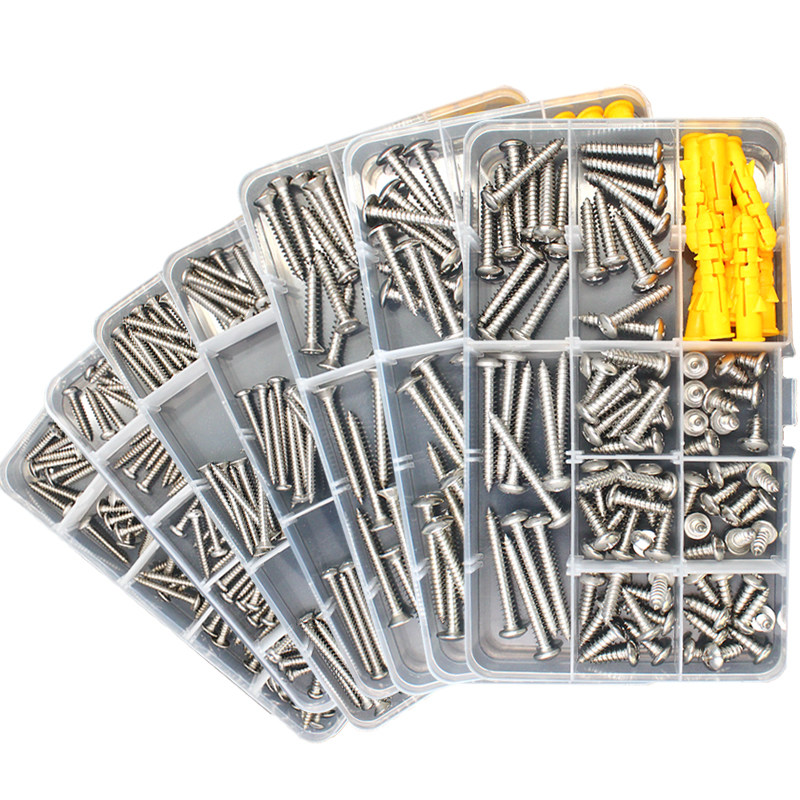 304不锈钢自攻螺丝钉套装大全 m3m4m5十字平头圆头大扁头螺丝钉