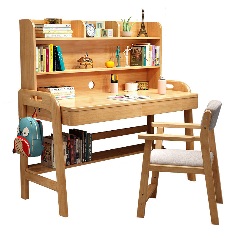 儿童书桌简约家用小学生升降写字桌课桌椅套装组合卧室实木学习桌