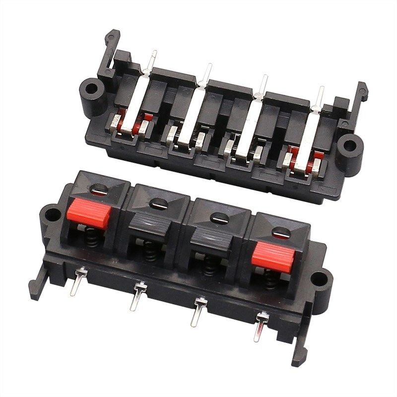 WP4-19线夹 4位音箱接线柱单排4P弹簧接线座四脚卧式直插测试夹