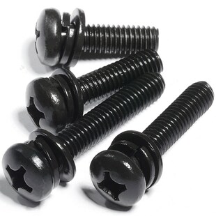M2M2.5M3M4M5M6黑色304不锈钢十字盘头三组合螺钉圆头平弹垫螺丝
